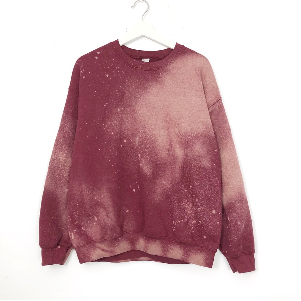 New Oversized Burgundy Maroon Sweatshirt Tie dye - Picture 1 of 3